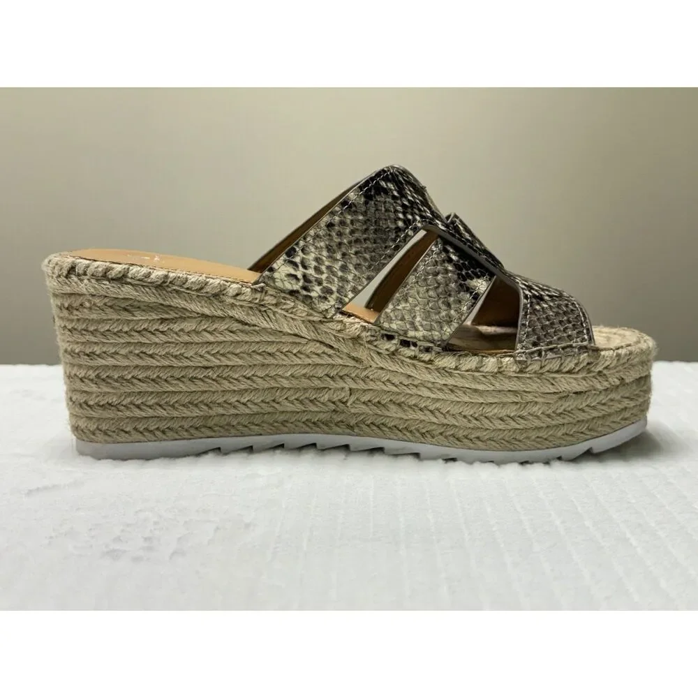 MARC FISHER Robbyn Leather Reptile Platform Espadrille, Sz 8.5